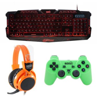 ซื้อ/ขาย SIGNO ชุด คีย์บอร์ด + หูฟัง + จอย รุ่น KB-719,HP-802,GP-801 (สีดำ,สีส้ม,เขียว)