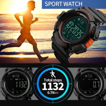 SKMEI บลูทู ธ สมาร์ทนาฬิกาผู้ชายกีฬานาฬิกา Pedometer แคลอรี่Chronograph แฟชั่น 50M กันน้ำนาฬิกาข้อมือดิจิตอล 1245 -สนามบินนานาชาติ