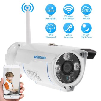 szsinocam 1080P Wireless WIFI HD Bullet IP Camera 2.0MP 3 Array IR LEDS 1/3&#39;&#39; CMOS 4mm Lens H.264 P2P Waterproof Support Night Vision Motion Detection Phone APP Control for CCTV Security Tomnet - intl