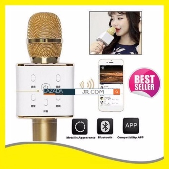 TUXUN Q7 ไมโครโฟนไร้สายแบบมือถือลำโพงบลูทูธ สำหรับ iOS / Android (Gold)