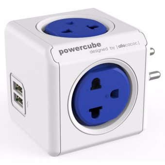 ปลั๊กไฟ Universal ปลั๊กลูกเต๋าป้องกันไฟกระชาก มีช่องUSBชาร์ต CUBE ALLOCACOC 4600BL/THOUPC BLUE