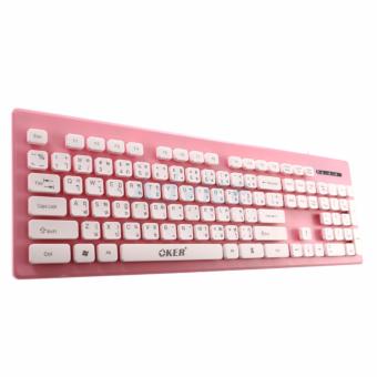 2561 คีย์บอร์ด USB Keyboard OKER (KB-188) Pink