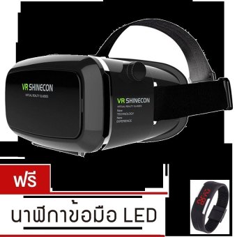 VR SHINECON Virtual Reality Mobile Phone 3D Glasses 3D Movies GamesWith Resin Lens (Black)ฟรี นาฬิกา LED ระบบสัมผัส (คละสี)