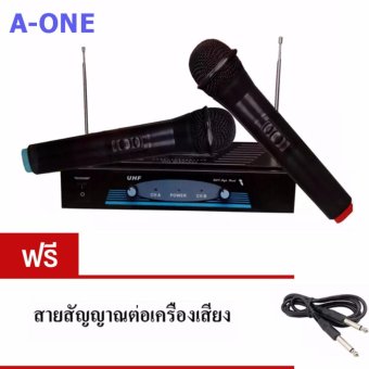 ขาย ไมโครโฟนไร้สาย ไมค์ลอยคู่ WIRELESS MICROPHONE รุ่น A-ONE RY-2002 ฟรีสายสัญญาณเสียง