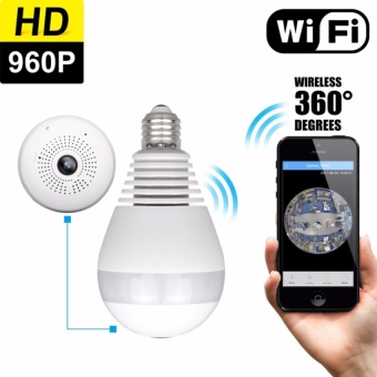 Wireless WIFI Security Light Bulb IP Camera 960P 360 Degree Mini CCTV VR LED Lighting-Lamp - intl