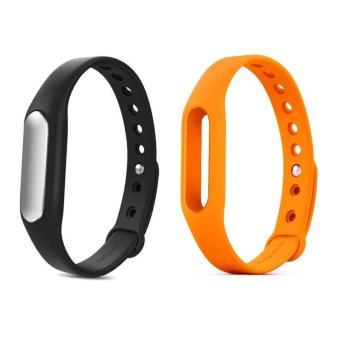 Xiaomi Mi Band 1S bracelet with Heart rate Sensor (สีดำ) +สายรัดข้อมือ Mi band / Mi band 1S แท้ (สีส้ม)