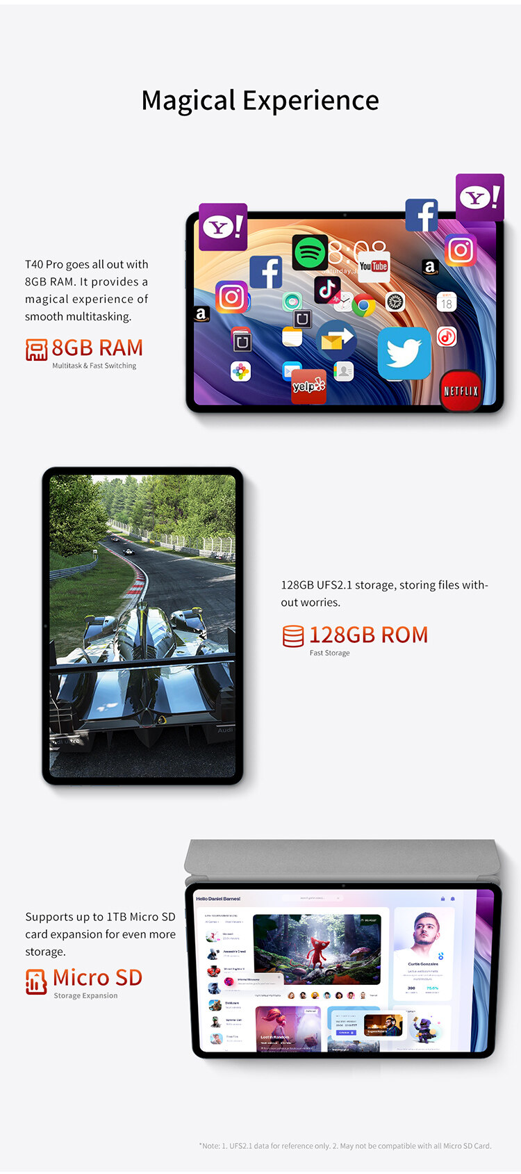 รายละเอียดเพิ่มเติมเกี่ยวกับ 8/128GB Fast Charge🔥Teclast T40Pro แท็บเล็ต 10.4'' Tablet Android 12 OS กล้องหลัง 13MP SONY กล้องหน้า 8MP แบตเตอรี่ 7000mAh แท็บเล็ตของแท้ รองรับ4G ใส่ได้สองซิม ❗
