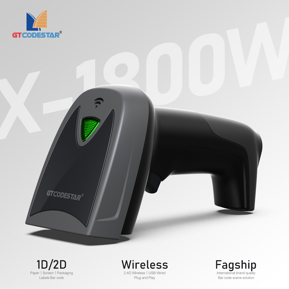 GTCODESTAR X-1800W 1D Laser Barcode Scanner 2D USB Wired QR Code Reader Handheld Barcode Reader CMOS bar Code Scanner for Supermarket ราคา 1,186 บาท*ส่งฟรี