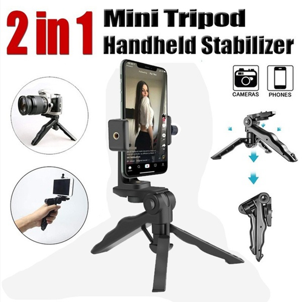 New Adjustable Foldable 2in1 360° Desktop Tripod Desk Stand Handheld Selfie Stick Phone Stabilizer Holder