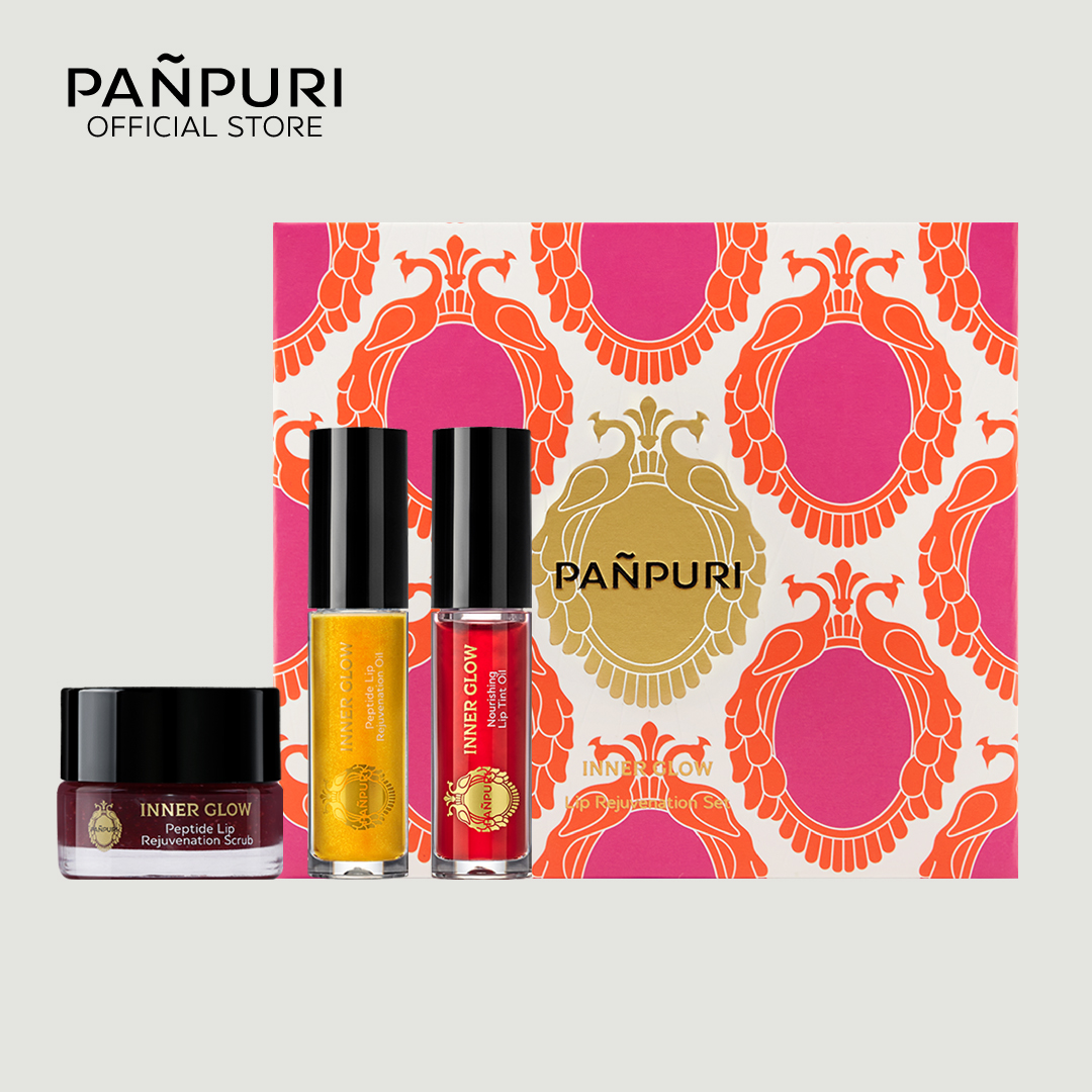 PAÑPURI INNER GLOW LIP REJUVENATION SET ปัญญ์ปุริ ลิป เซต ลิมิเต็ด อิดิชัน มาพร้อมลิปสครับ ลิปออยล์ และลิปออยล์ชิมเมอร์ ที่มอบการดูแลริมฝีปากครบทุกขั้นตอน ราคา 1,790 บาท*ส่งฟรี