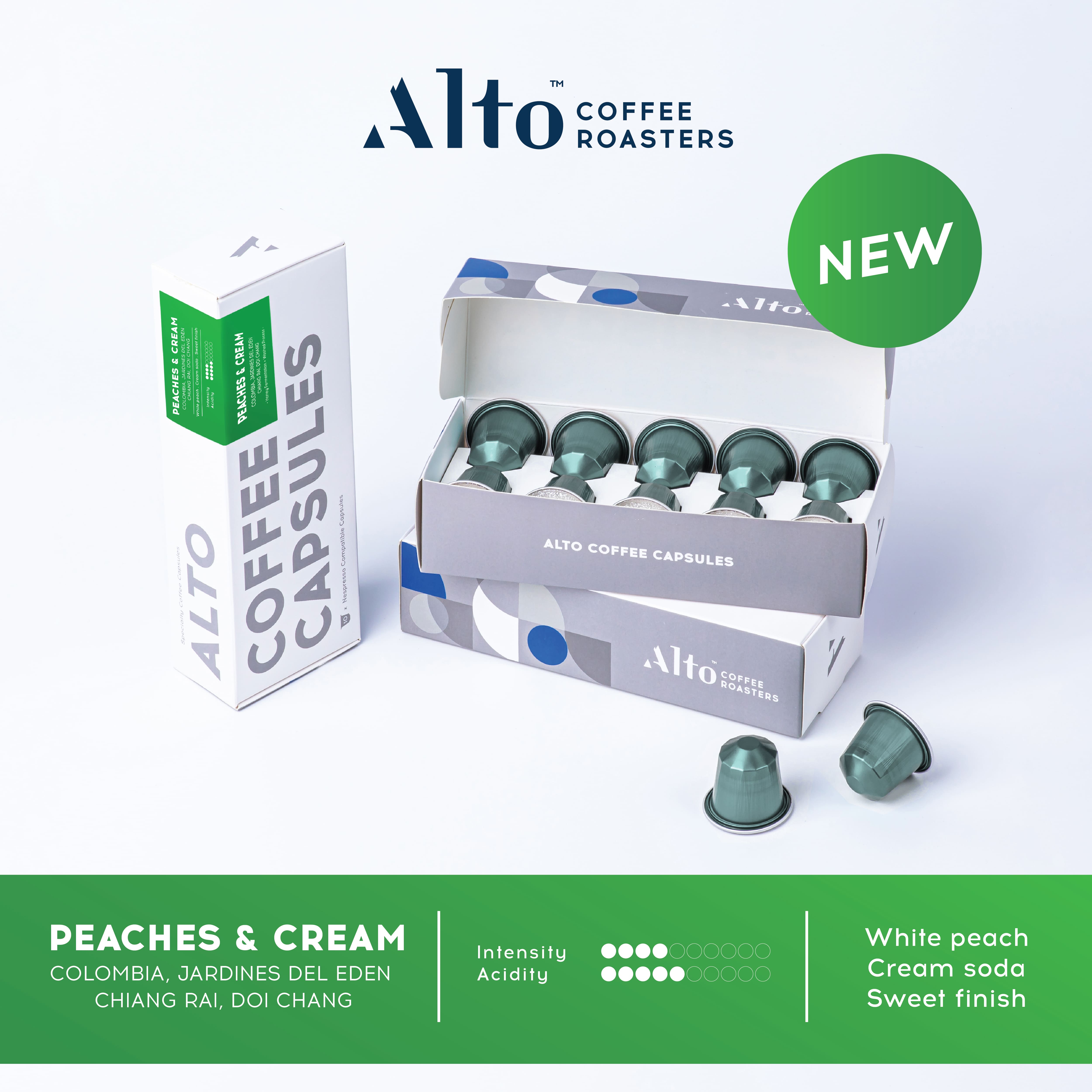 Alto Coffee กาแฟแคปซูล Peaches & Cream Blend สำหรับเครื่อง Nespresso (10 แคปซูล) ราคา 280 บาท*ส่งฟรี