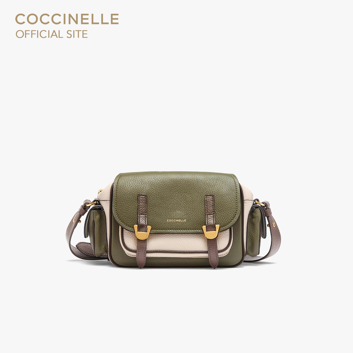 COCCINELLE CAMPUS CROSSBODY BAG 150201 LAUREL GREEN/LAMBSKIN WHITE/FOND ราคา 15,900 บาท*ส่งฟรี