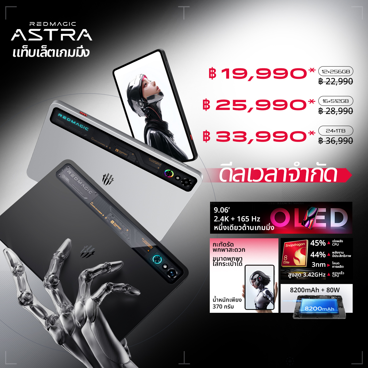 [New Release] REDMAGIC Astra Gaming Tablet | The Most Powerful Android Tablet | Perfect Pixel-Level Oled Display | 13-Layer Cooling System ราคา 22,990 บาท*ส่งฟรี