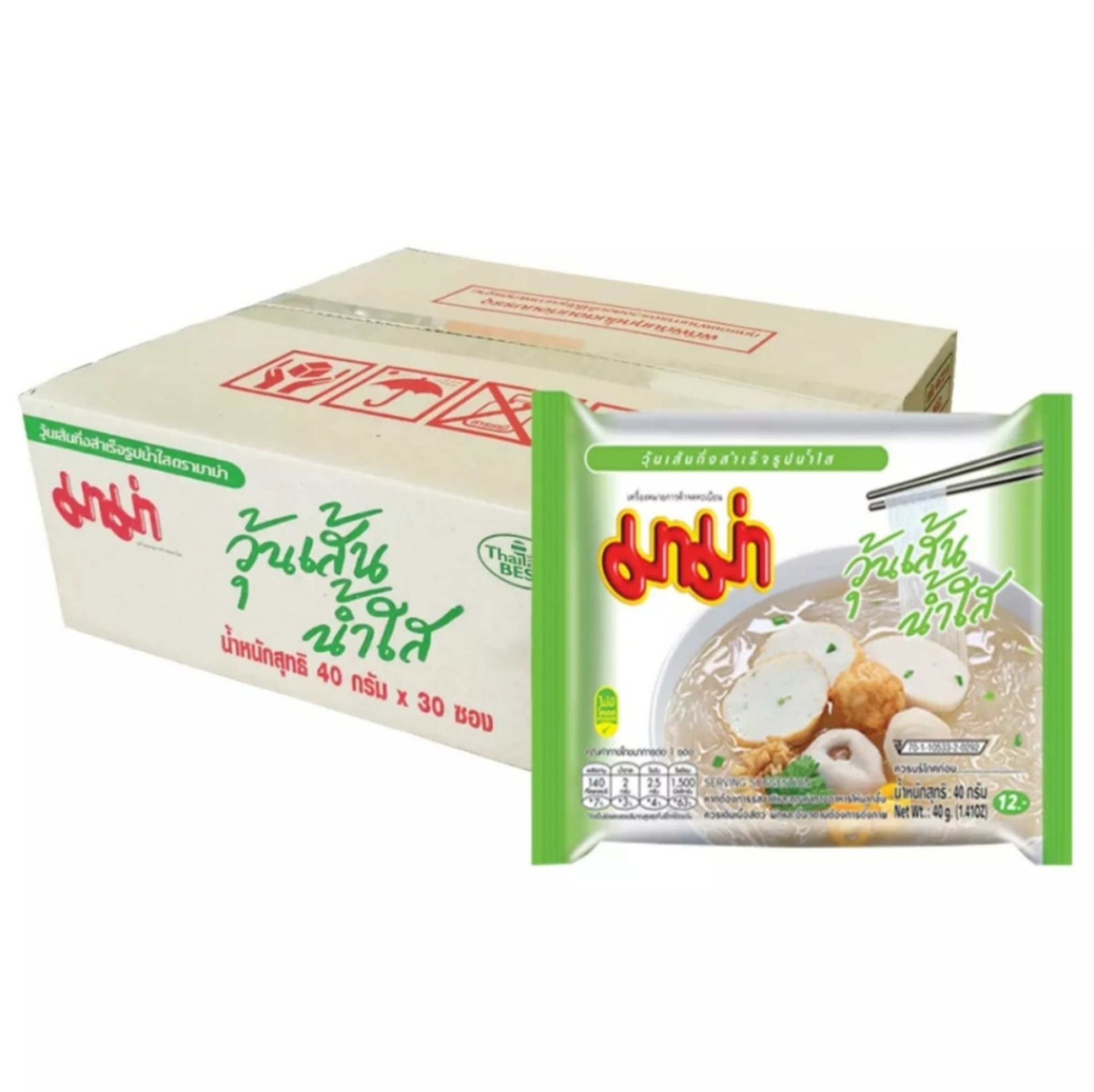 มาม่า MAMA วุ้นเส้นน้ำใส 30ซอง ขนาด45กรัม ราคา 360 บาท*ส่งฟรี