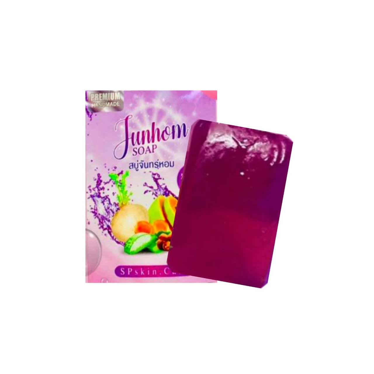 สบู่จันทร์หอม Junhom Soap สบู่กรดผลไม้ AHA ขนาด 80 g (1 ก้อน )