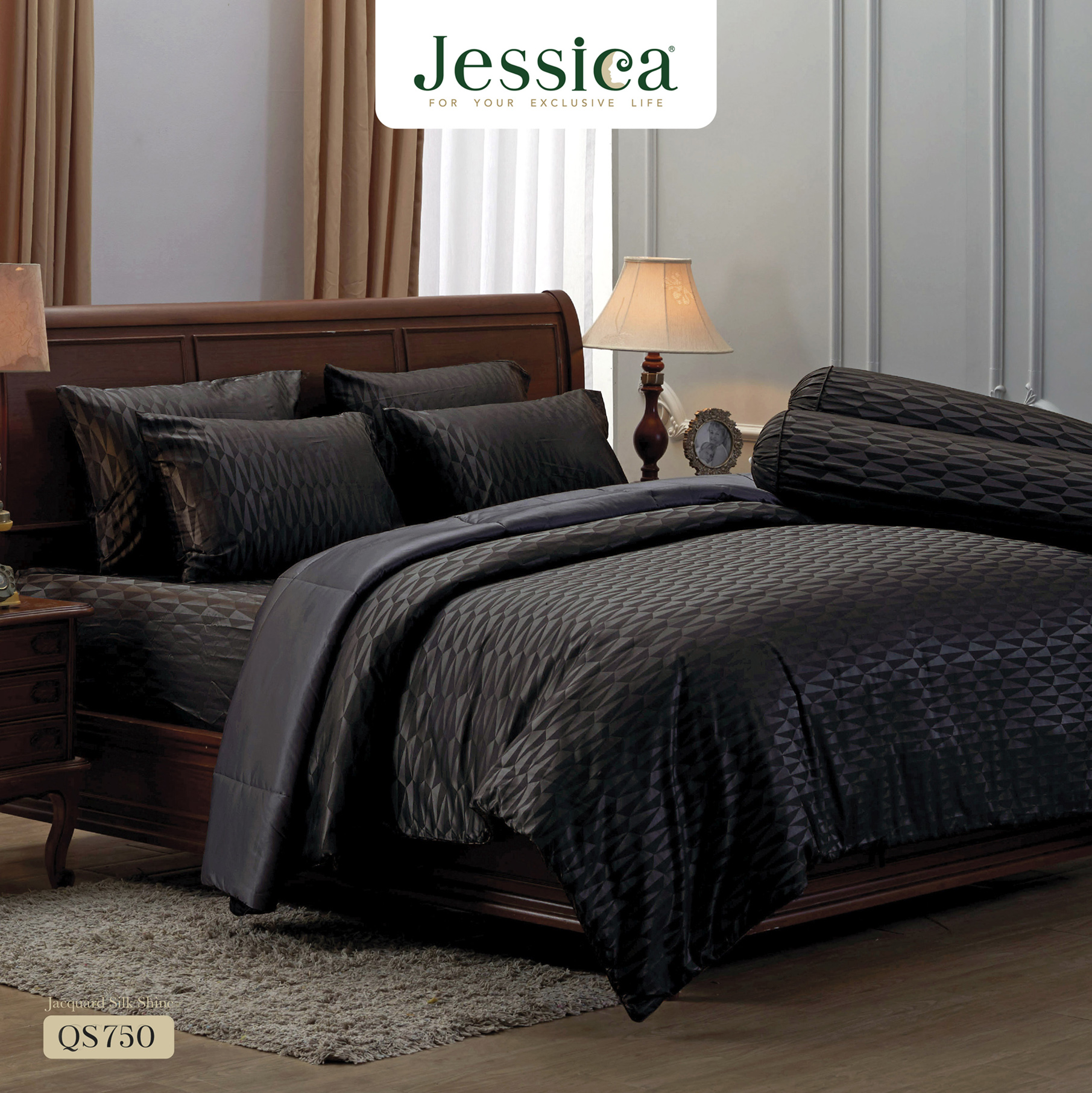 Jessica Jacquard Silk Shine 500 เส้นด้าย QS750 ชุดเครื่องนอน ผ้าปูที่นอน ผ้าห่มนวม ผ้าทอลายเรียบหรู สามารถป้องกันไรฝุ่นได้ ราคา 2,850 บาท*ส่งฟรี