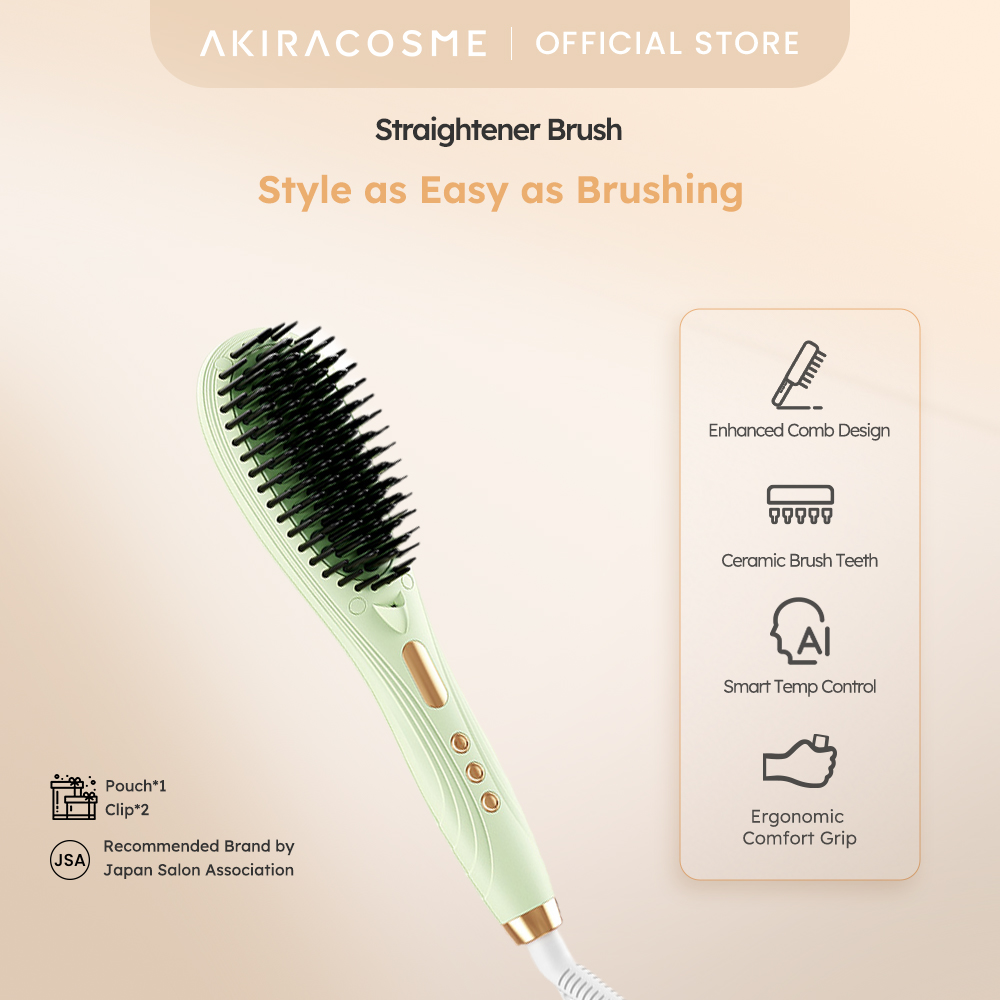 Japan AKIRA Ceramic Negative ion 4D Hair Straightener Comb Straightening Beard Brush LCD Display for Men Hair Styling Beauty Tools ราคา 1,226 บาท*ส่งฟรี