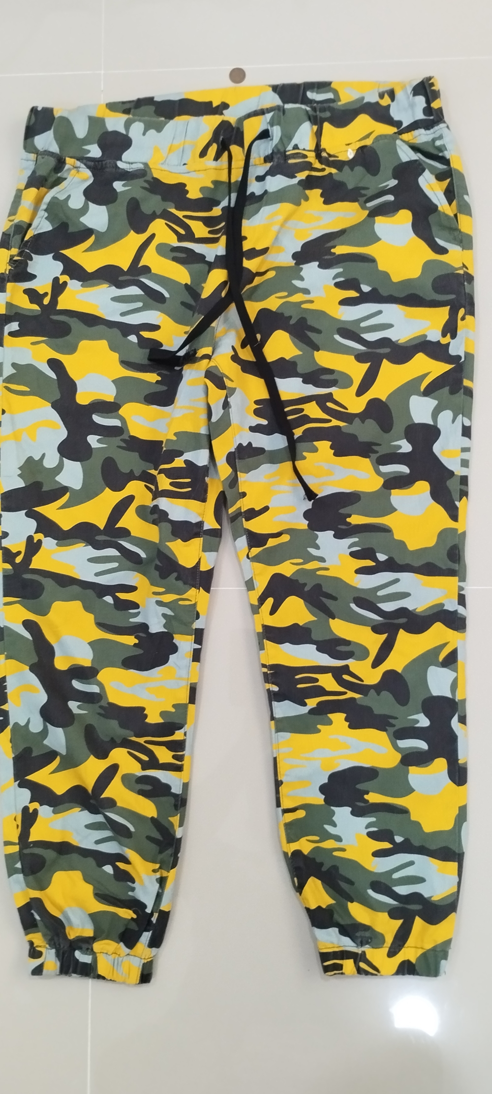 24กางเกงผู้หญิงขายาวขนาด22Wรอบเอว38 นิ้วยืดได้42นิ้ว สีเหลืองดำ