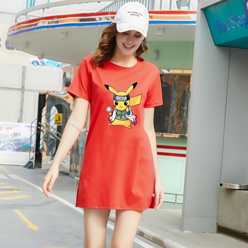 Fashion Shop Stoer เสื้อผ้าผู้หญิงแฟชั่นสไตล์เกาหลีสวยเก๋น่ารัก เสื้อยืดเเขนสั้น เสื้อยืดคอกลมทรงยาว Q0091