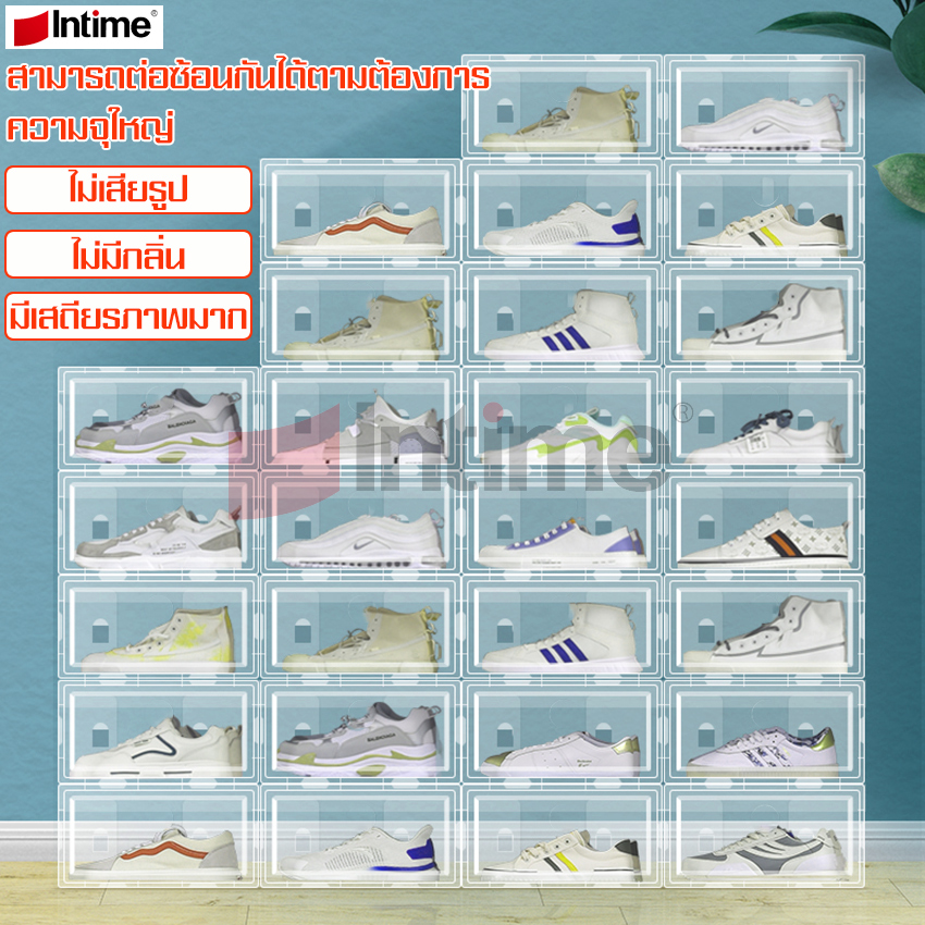 กล่องรองเท้า กล่องเก็บรองเท้า กล่องใส่รองเท้าพลาสติก รุ่นฝาแข็ง กล่องใส่รองเท้า ประหยัดพื้นที่ พับเก็บได้ ซ้อนได้ มีฝาเปิด-ปิด