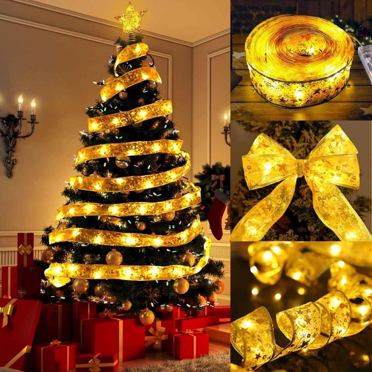 Delivery Within 24 Hours. Christmas Lights, Led Decorative Lights, Ribbon Lights, Room Decoration Lights for Decorating Christmas Trees. Christmas Decorations Warm Colored String Lights Battery Operated Lights ราคา 139 บาท*ส่งฟรี