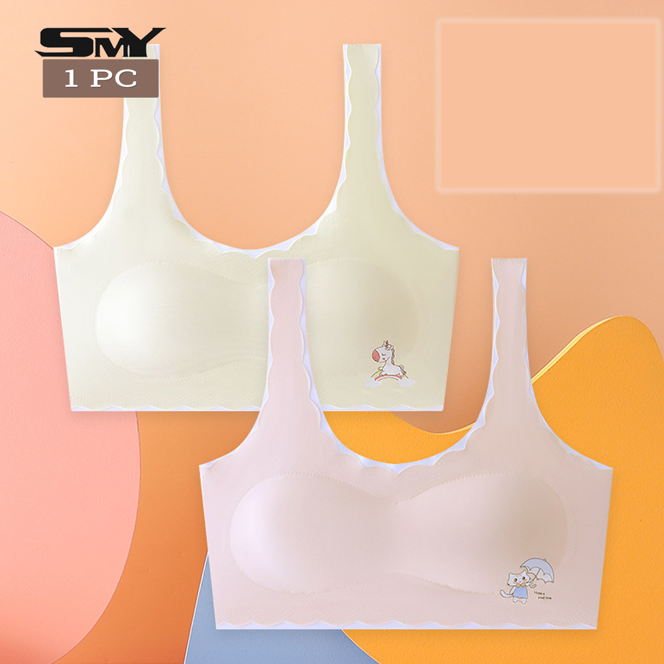SMY วัยรุ่นชุดชั้นในน้ำแข็งผ้าไหมนุ่มระบายอากาศสาวการฝึกอบรมเสื้อกั๊กนักเรียนมัธยมศึกษาตอนต้นหญิงชุดชั้นใน 8-16 ปี ราคา 94 บาท*ส่งฟรี