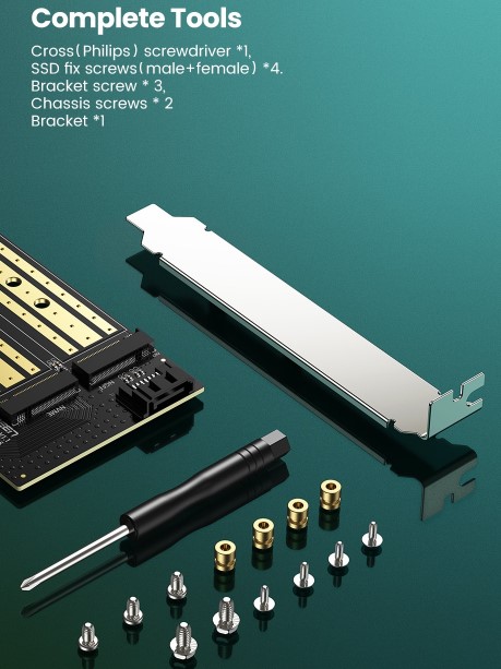มุมมองเพิ่มเติมของสินค้า Ugreen PCIE to M2 Adapter NVMe M.2 PCI Express Adapter 32Gbps PCI-E Card x4/8/16 M&B Key SSD Computer Expansion Cards