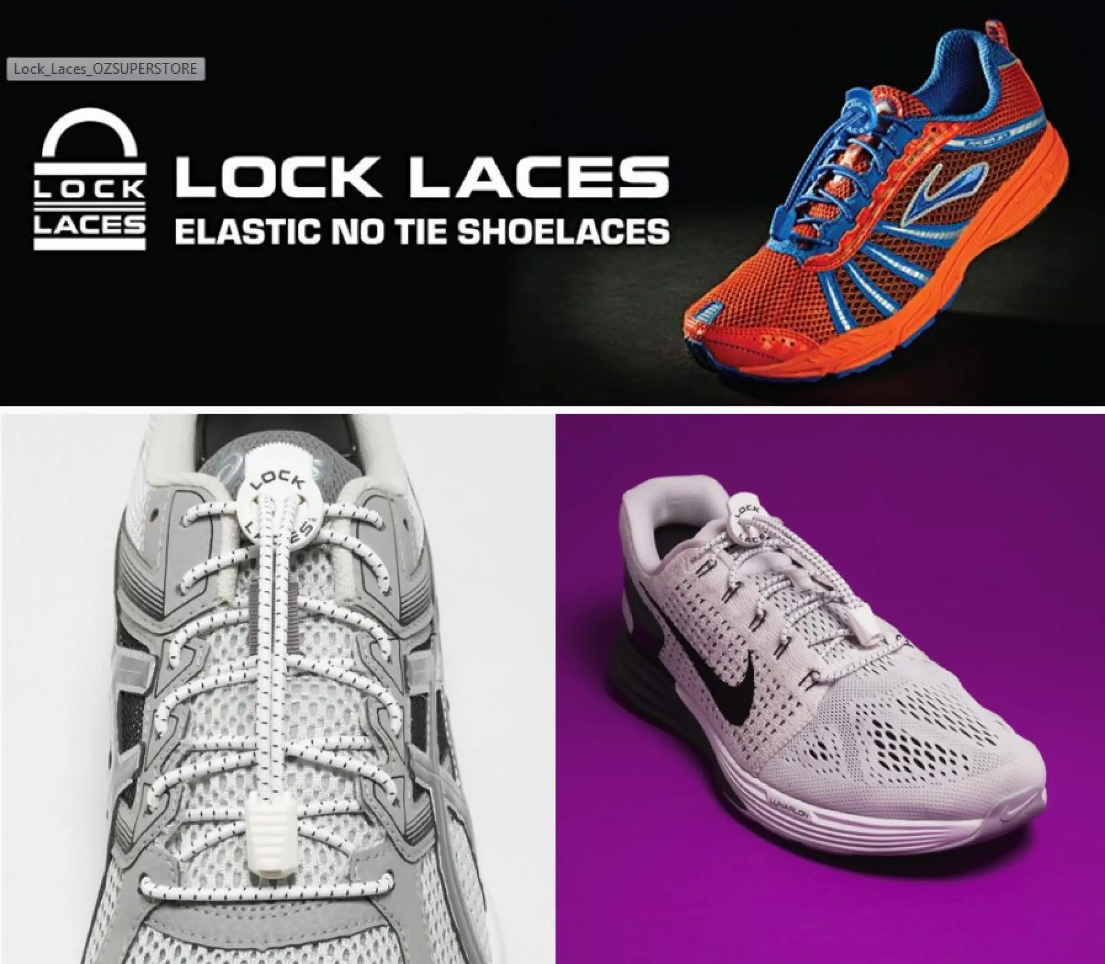 เกี่ยวกับสินค้า LOCKLACES USA เชือกรองเท้าไม่ต้องผูก 13 สี!! ป้องกันการสะดุด เชือกรองเท้าวิ่ง-กีฬา ล็อคแน่นไม่หลุด ไม่ต้องมัดเชือก 1 คู่