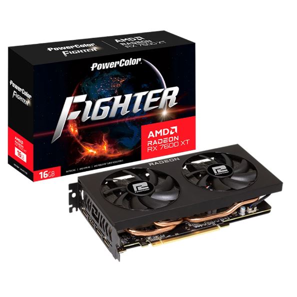 VGA (การ์ดแสดงผล) POWERCOLOR FIGHTER AMD RADEON RX 7600 XT 16GB GDDR6 (RX 7600 XT 16G-F) ราคา 14,690 บาท*ส่งฟรี