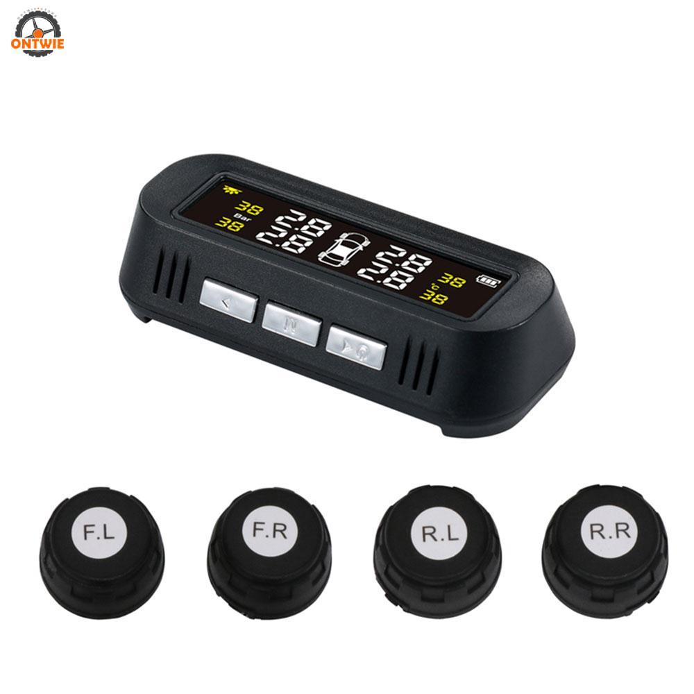 Ontwie Durable Car Tire Monitoring Tire Pressure Monitoring System TPMS LCD Black Language Alert Anti-Explosion Tire Pressure Alarm Wireless Car Accessories High Temperature Alarm Intelligent Monitoring