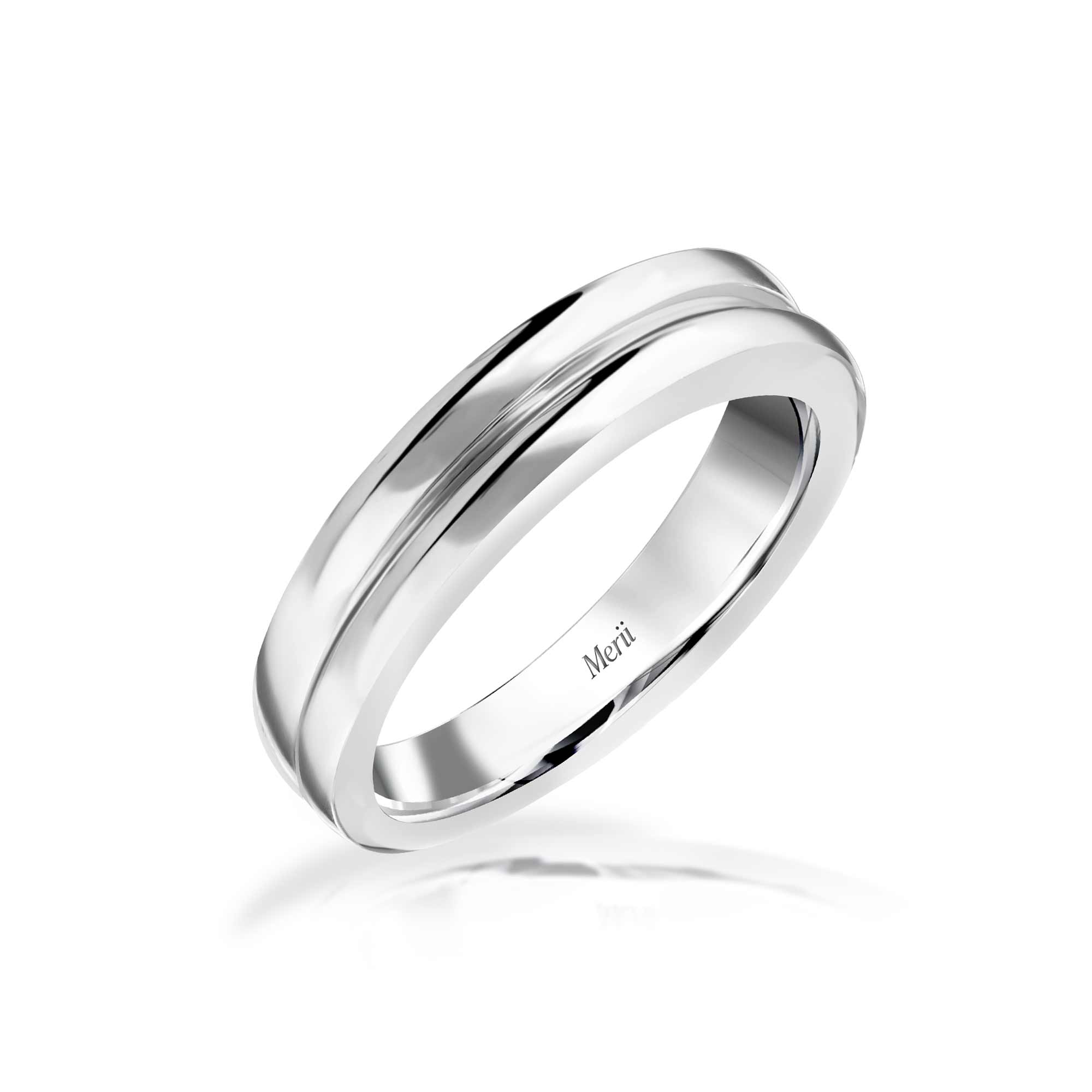 Merii แหวนผู้ชายเงินแท้ 925 ชุบโรเดียม ประดับเพชร CZ ดีไซน์คลาสสิก : แหวนคู่ แหวนเรียบ Couple Rings 201R1510-01 ราคา 2,240 บาท*ส่งฟรี