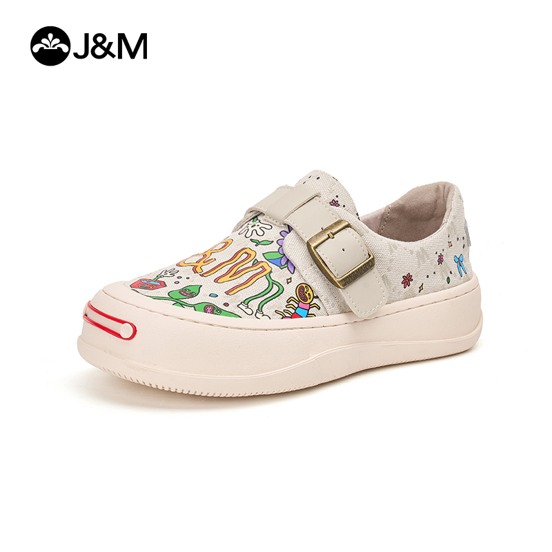 Joy&Mario Women's Loafers Canvas Thick-Soled Non-Slip Casual Shoes Slip-On Loafers ราคา 1,314 บาท*ส่งฟรี