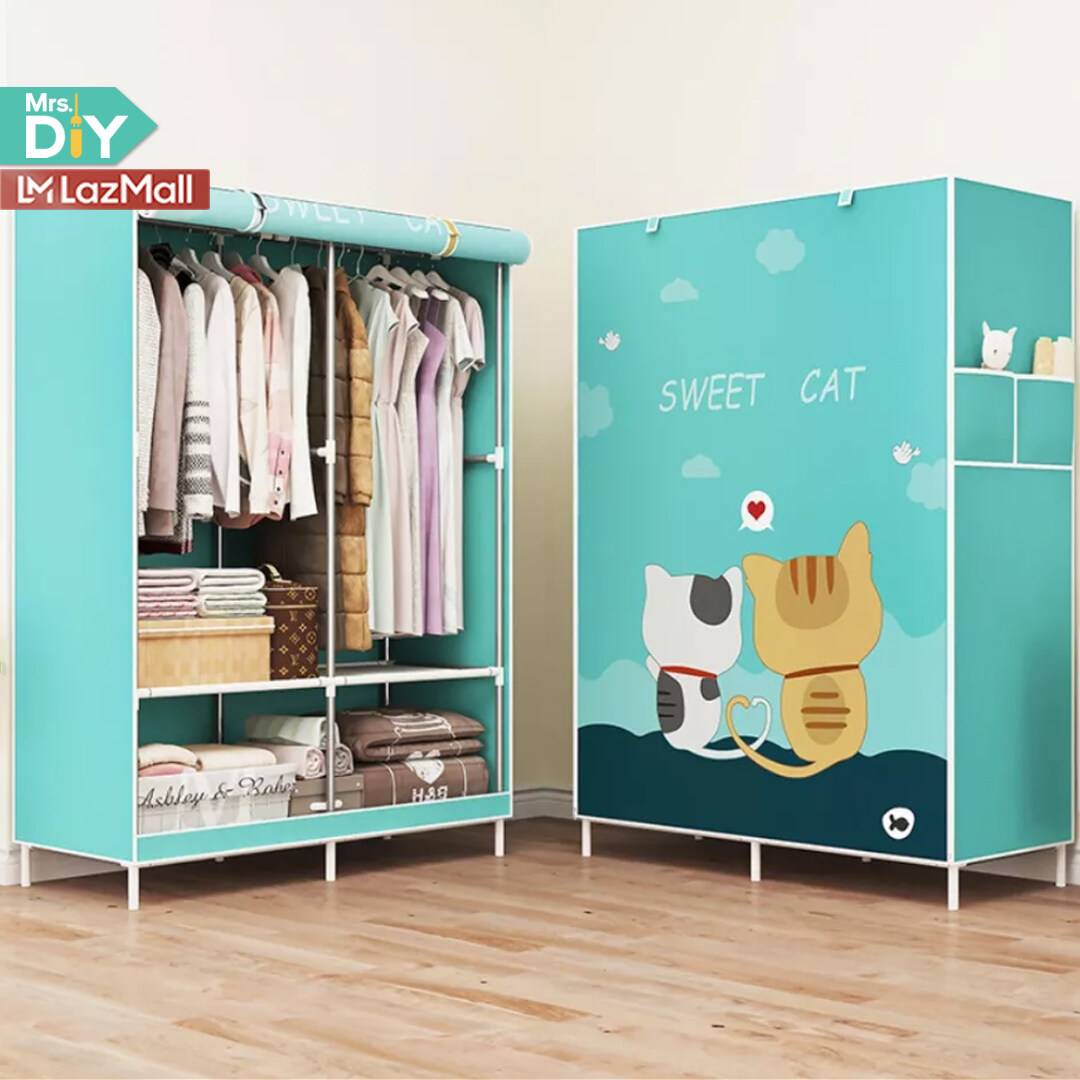 MRS.DIY ตู้เสื้อผ้าอเนกประสงค์ แบบผ้าใบ 2 บล็อก กว้าง 105(ข้อ2) ราคา 275 บาท*ส่งฟรี