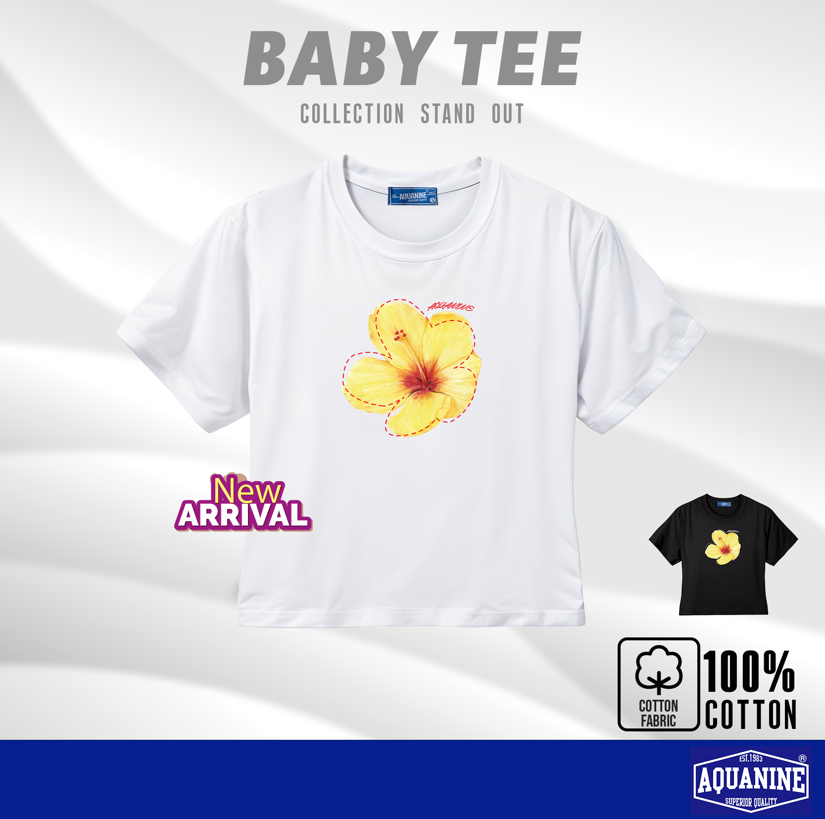 AQUANINE เสื้อBABY TEE เสื้อยืดผู้หญิง รุ่น Yellow Chaba เสื้อยืดคอกลม มินิมอล ลิขสิทธิ์แท้ ราคา 194 บาท*ส่งฟรี