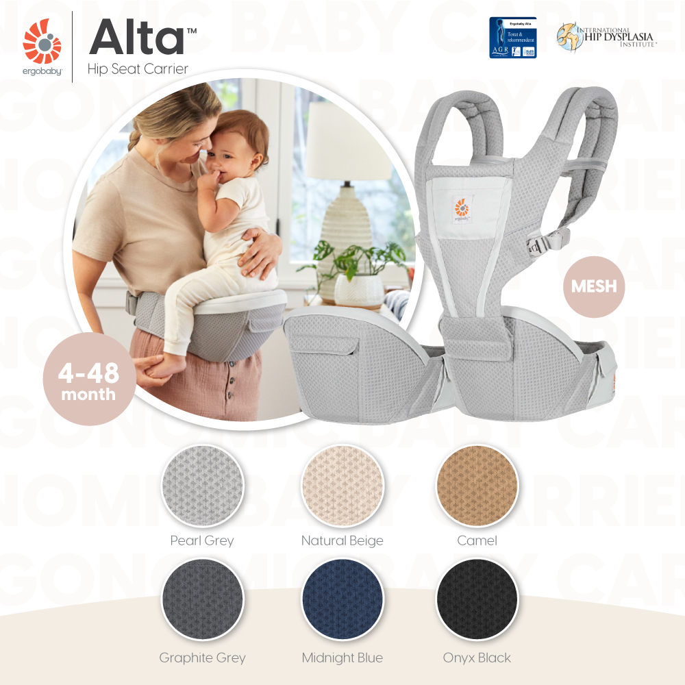 Ergobaby Baby Carrier, Alta Hip Seat Model, for 4-48 Months, with a Seat Cushion. the Seat Base Is Reinforced with Dense Foam, Soft and Comfortable, Breathable, Suitable for Daily Use. ราคา 8,950 บาท*ส่งฟรี