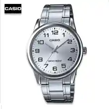 ภาพขนาดย่อของสินค้าVelashop นาฬิกาข้อมือผู้ชาย Casio สายสแตนเลส รุ่น MTP-V001D-7BUDF หน้าปัดขาว, MTP-V001D-7B, MTP-V001D