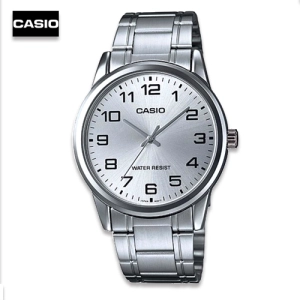 สินค้า Velashop นาฬิกาข้อมือผู้ชาย Casio สายสแตนเลส รุ่น MTP-V001D-7BUDF หน้าปัดขาว, MTP-V001D-7B, MTP-V001D