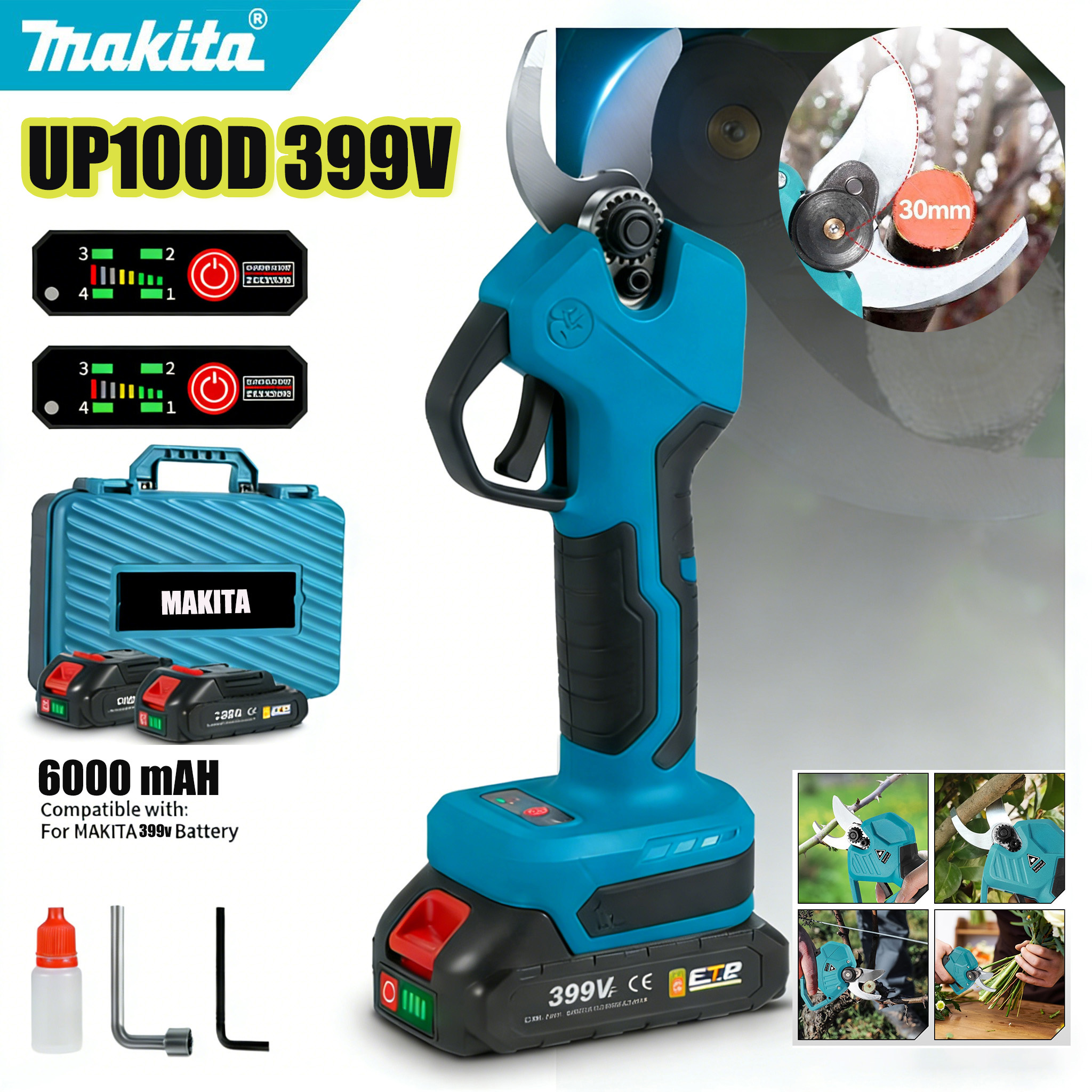 Makita 399V Pruning Shears, Pruning Trees, Adjustable, Electric Pruning Shears 600W, Rechargeable Scissors Lithium Battery Scissors Scissors for Cutting Tall Branches Garden Decoration Equipment (Scissors for Cutting Tall Branches, Garden Decoration Equip ราคา 924 บาท*ส่งฟรี