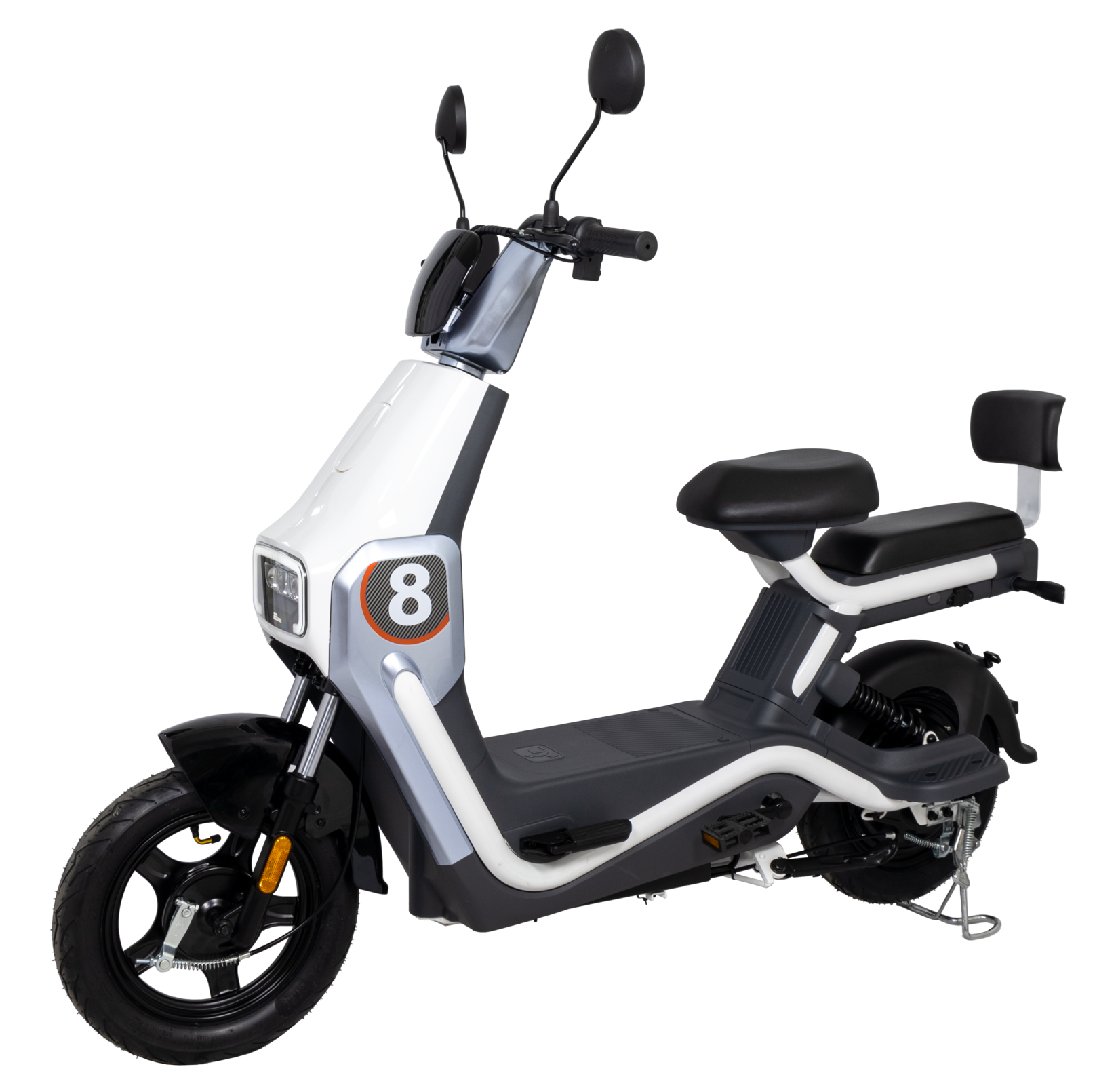 EM Richy รุ่นใหม่จักรยานไฟฟ้า สีขาว ล้อ10นิ้ว ความเร็วสูงสุด 40 กม.รับน้ำหนักได้ถึง 200 กก. ราคา 18,900 บาท*ส่งฟรี