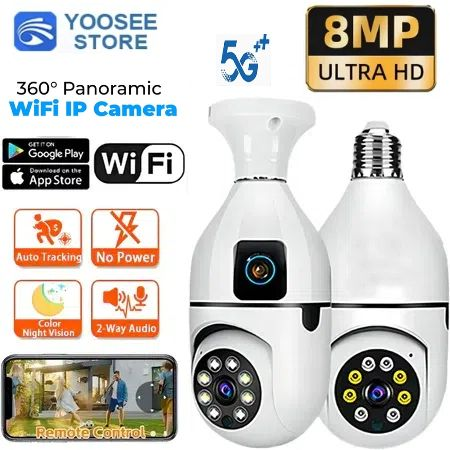 Yoosee Cctv Camera Bulb Cctv Camera Dual Lens Hd 1080P 360 ° Cctv Camera Waterproof Two-Way Audio Wifi Camera Smart Wifi App Night Vision Wireless Household 1080P Motion Detection Remote Cctv Camera ราคา 309 บาท*ส่งฟรี