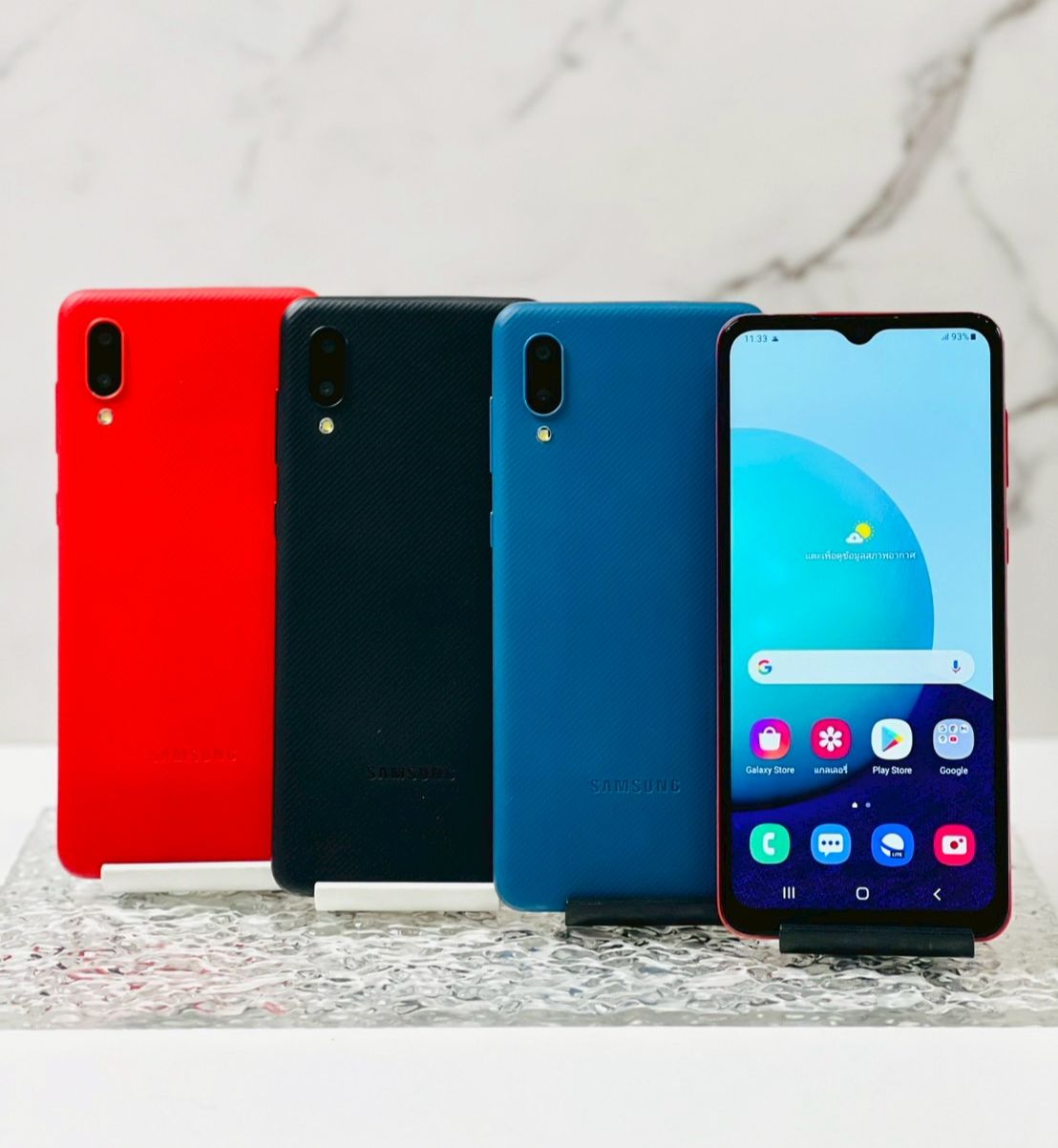 Samsung A02, 6.5-Inch Screen, 3Gb Ram, 32Gb Rom, Android 10, 5000Mah Battery, Ready to Use Condition (Free Charger Set) ราคา 851 บาท*ส่งฟรี