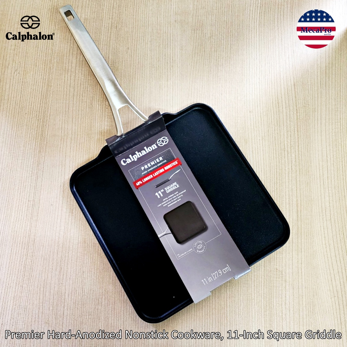 Calphalon® Premier Hard-Anodized Nonstick Cookware, 11-Inch Square คาลฟาลอน พรีเมี่ยม กระทะแบนสี่เหลี่ยม ขนาด 11 นิ้ว ราคา 5,485 บาท*ส่งฟรี