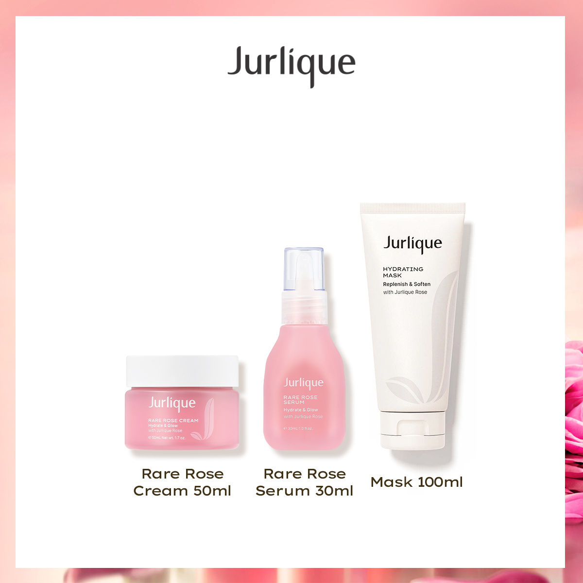 [Exclusive Offer] Jurlique Rare Rose Serum 30ml Skin Care Serum + Rare Rose Cream 50ml Face Cream + Hydrating Mask 100ml Face Mask Cream ราคา 4,950 บาท*ส่งฟรี