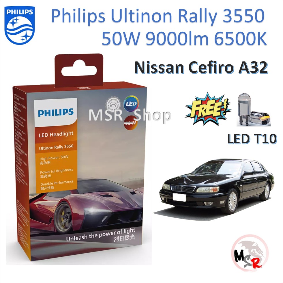 Philips ultinon rally 3550 led 50W 8000/5200lm Nissan Cefiro A32 1 year warranty free shipping ราคา 1,750 บาท*ส่งฟรี