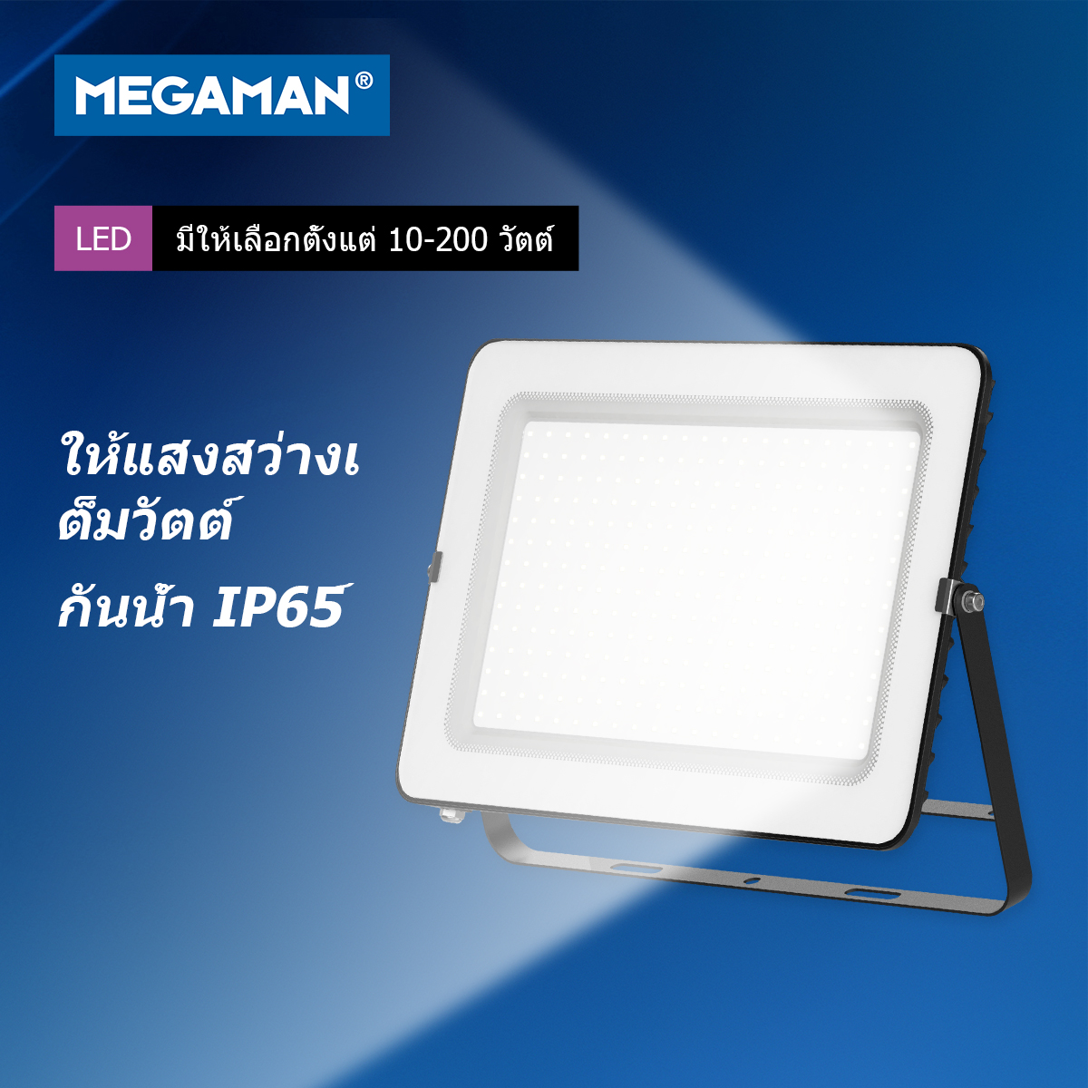 Megaman Led Floodlight Model Zdl3027, Size 10W 30W 50W 100W (Philips White Light/Day Light) ราคา 350 บาท*ส่งฟรี