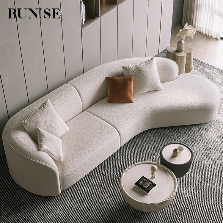Bunise La Luna modern minimalist sofa set with round table luxury sofa soft fleece fabric sofa woven or velvet fabric moon curved sofa single sofa 1-6 sofa small Medium large sofa seat custom sofa ราคา 12,250 บาท*ส่งฟรี