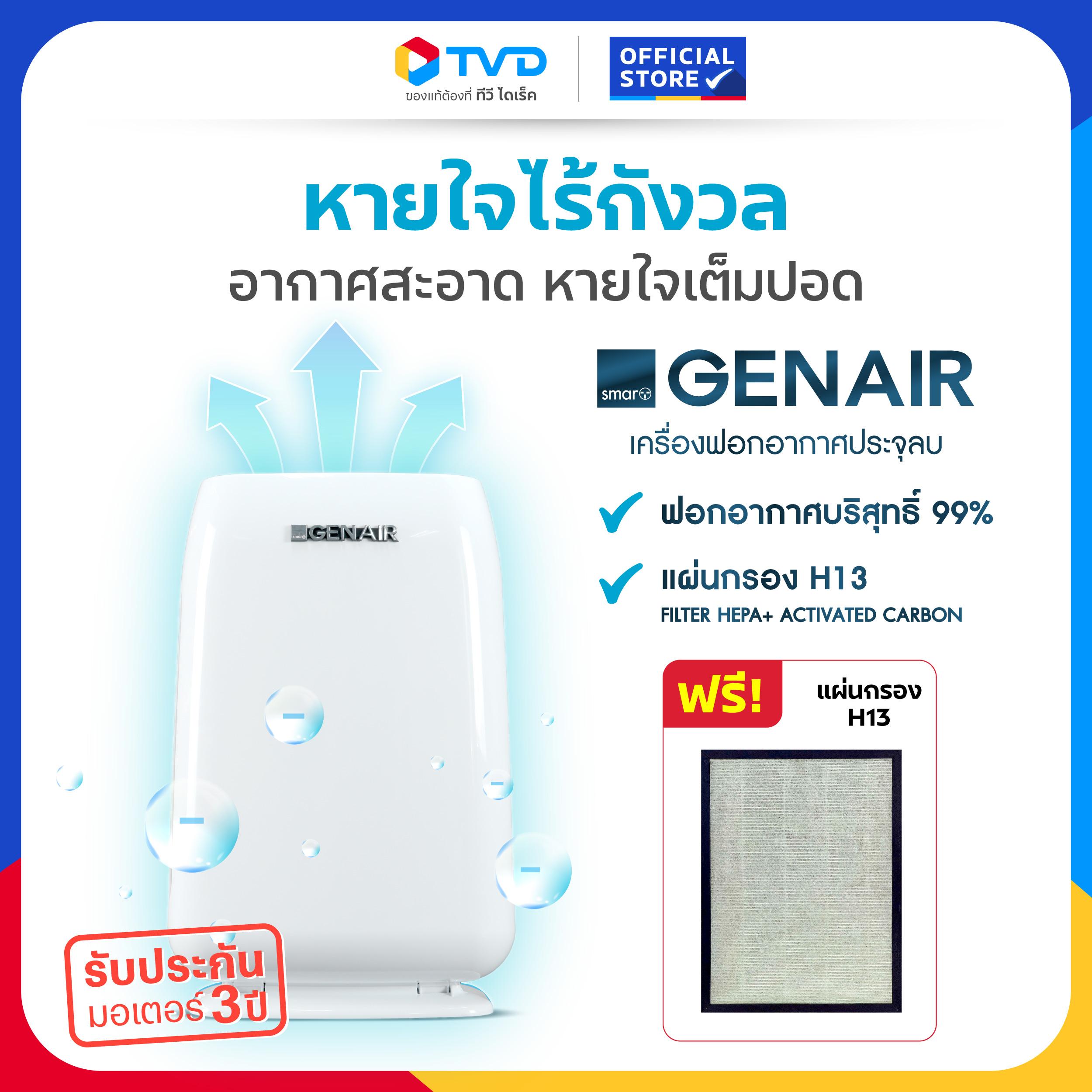 TVD SMART GEN AIRเครื่องฟอกอากาศ รุ่น SF-999 ได้ไส้กรอง 2 ชิ้น พื้นที่ 50ตรม. มอก.รับรอง รับประกัน 3ปี ไส้กรอง HEPA+Carbon ราคา 1,690 บาท*ส่งฟรี