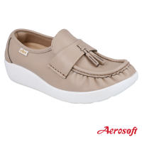 Aerosoft รองเท้าพยาบาล รองเท้าหนังมีส้น รุ่น NW9091(Healthy A1) คัชชูสีดำ/สีขาว