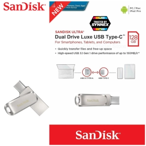 สินค้า SanDisk Ultra® Dual Drive Luxe USB Type-C 128GB (SDDDC4-128G-G46) แฟลชไดรฟ์ ไดร์ฟOTG สำหรับ โทรศัพท์ แทปเลท Tablet iPad Pro การรับประกัน Synnex 5 ปี