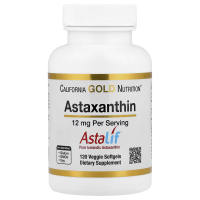 แอสต้าแซนธีน Astaxanthin สาหร่ายสีแดงฮีมาโตคอกคัส พลูวิเอลิส California Gold Nutrition AstaLif Pure Icelandic 12 mg (30/120เม็ด) exp06/27